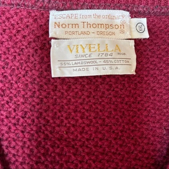 Norm‎ Thompson Vintage Lambs Wool Blend Red Sweater - Picture 3 of 7